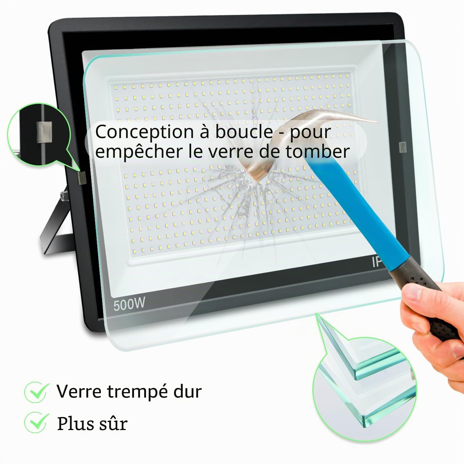 Projecteur LED Extérieur 500W, Spot LED Extérieur Blanc Froid 6000K