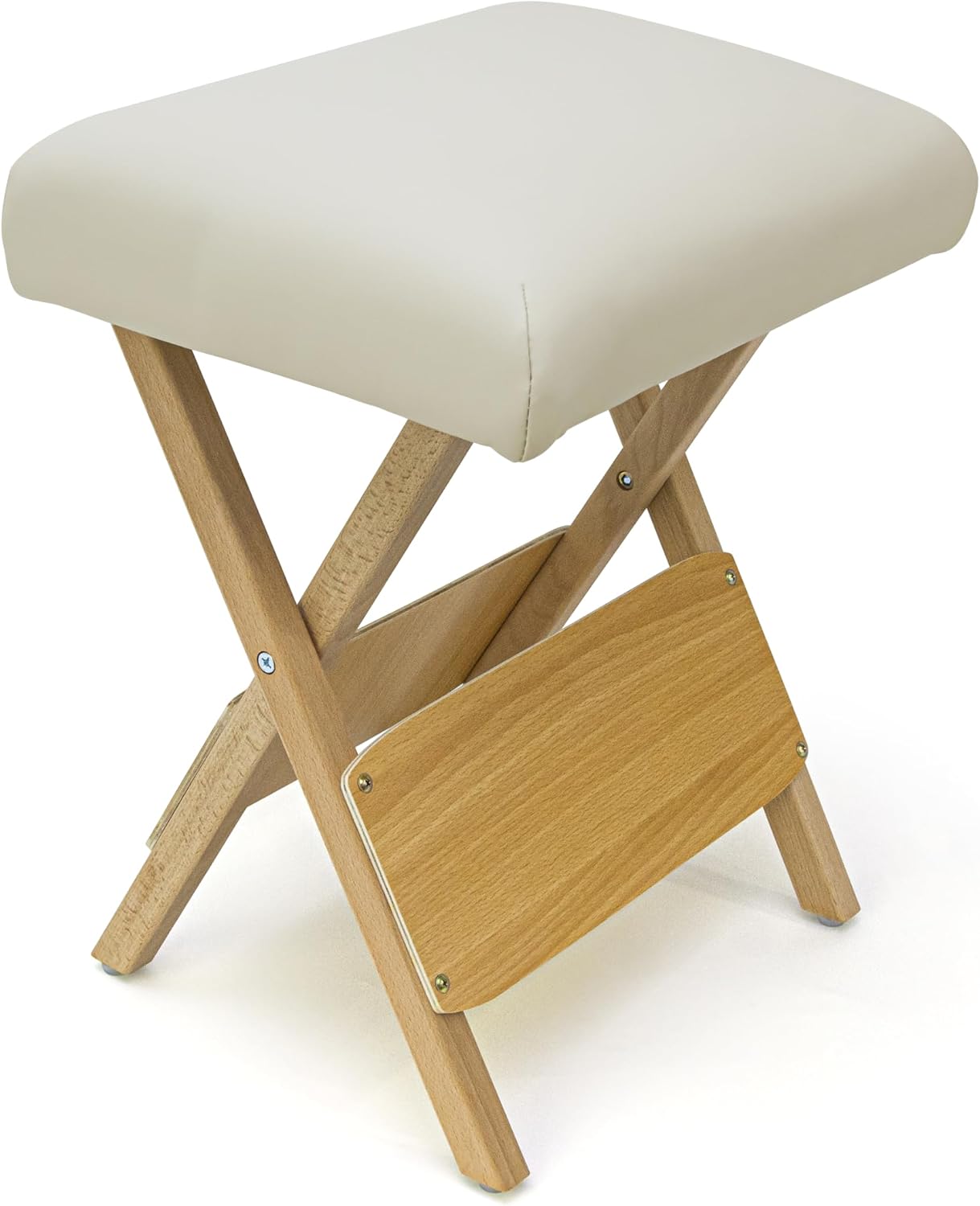 Silla plegable de madera para salón y spa color crema miniatura 1