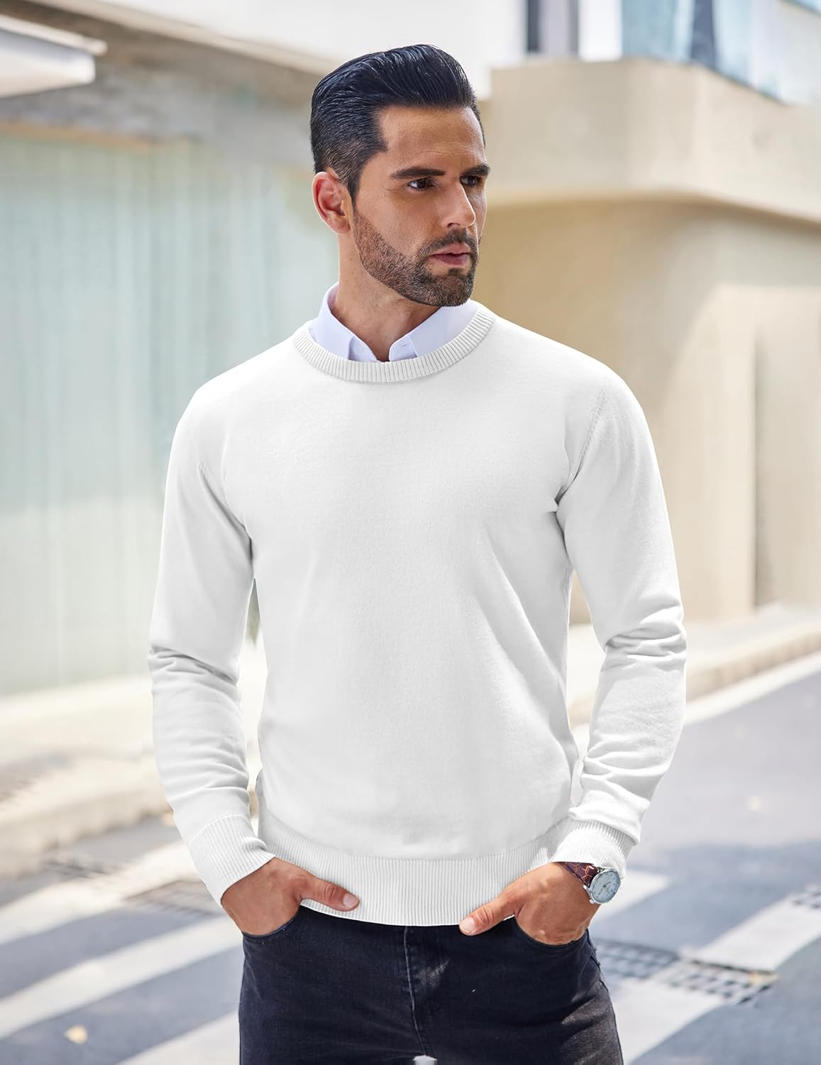 COOFANDY Men's Crew Neck Sweater Slim Fit Lightweight Sweatshirts Knitted Pullover for Casual Or Dressy Wear - Image 2