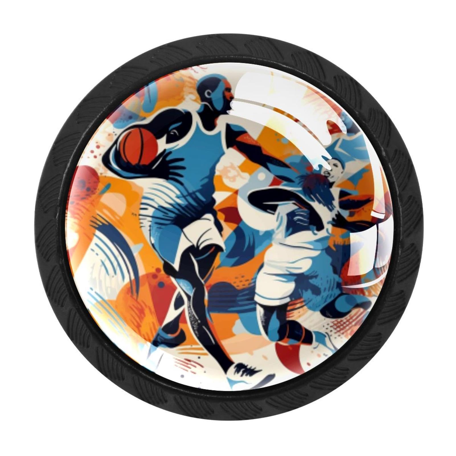 Chenzzzz Multicolored 13 4 Pieces Basketball Drawer Knobs, 35Mm Black Kitchen Cabinet Knobs, Drawer Pulls And Knobs, Glass Cabinet Hardware Single Hole Knob For Cabinets And Drawers Round