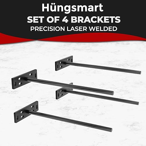 Miniatura 37 de Soporte de estante flotante resistente de 4 x 22 pulgadas - Soporte de estantes de pared largos, accesorios de estante flotante ocultos, soportes