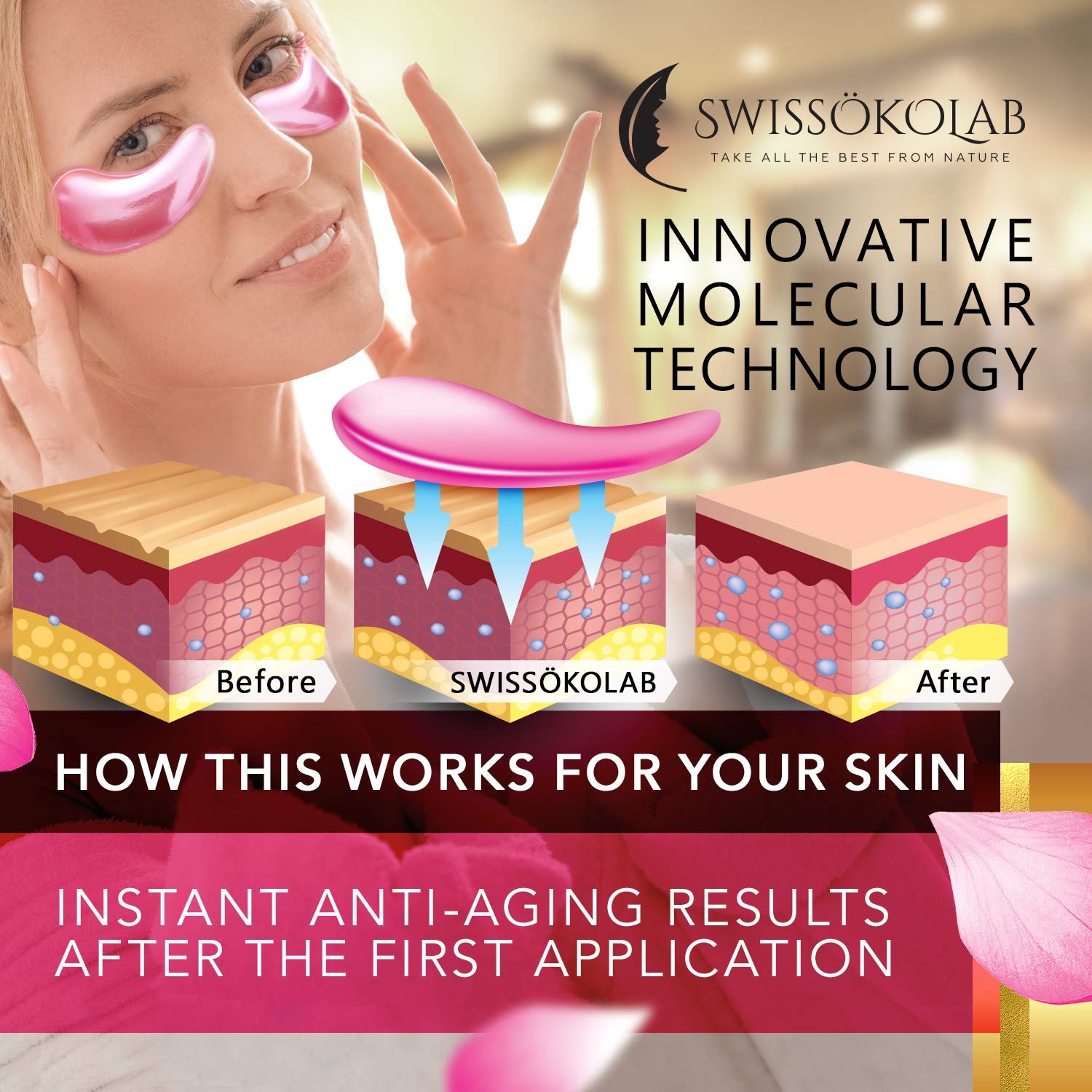 Under Eye Patches For Puffy Eyes 24k Gold Eye Mask For Dark Circles And Puffiness Collagen Eye Gel Pads Moisturizing & Reducing Wrinkles Anti-Aging Hyaluronic Acid (Rose) : Beauty & Personal Care