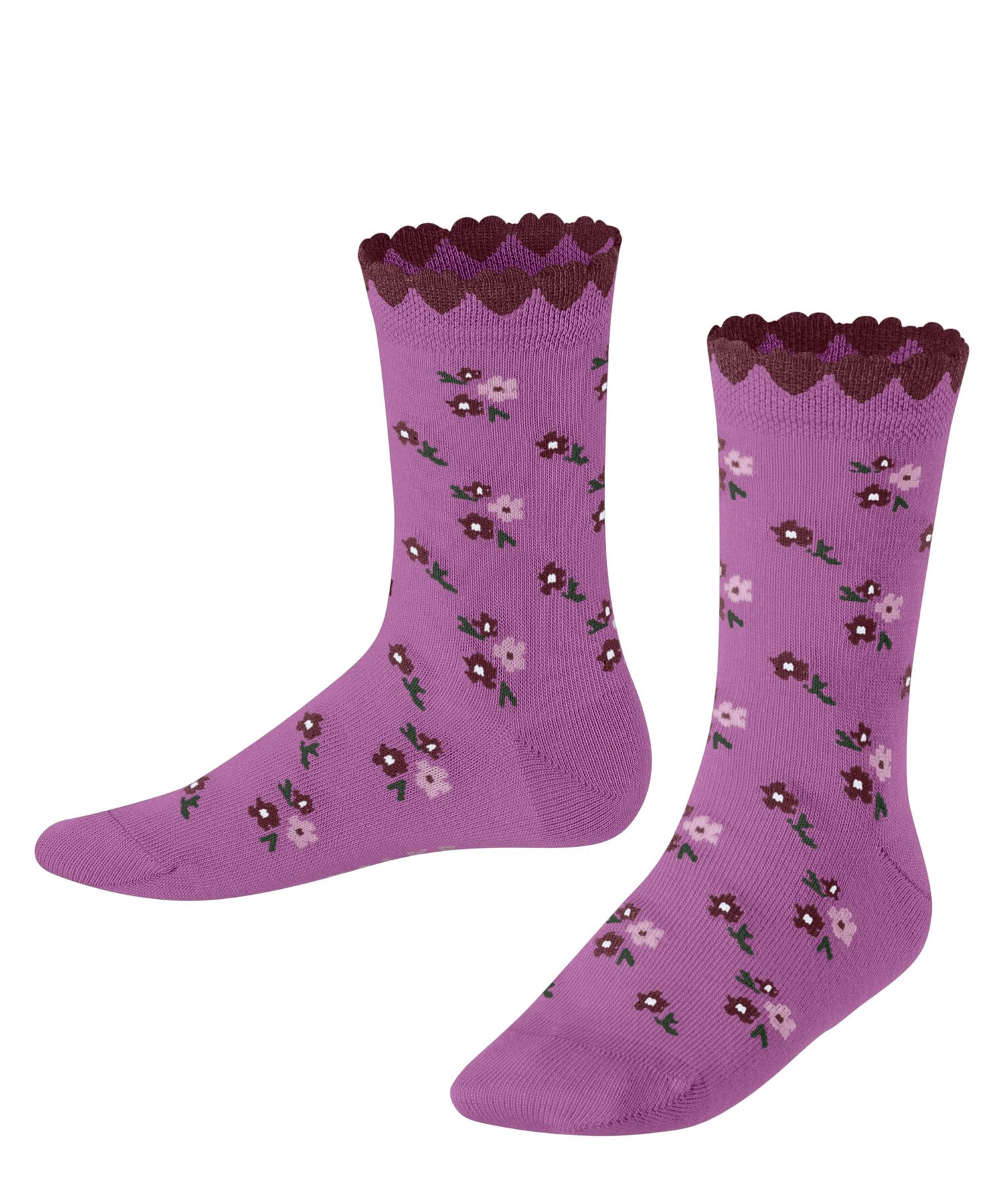FALKE Unisex Kids Ditsy Flowers K So Cotton Patterned Socks 1 Pair, Red Lipstick 8350, 3-5