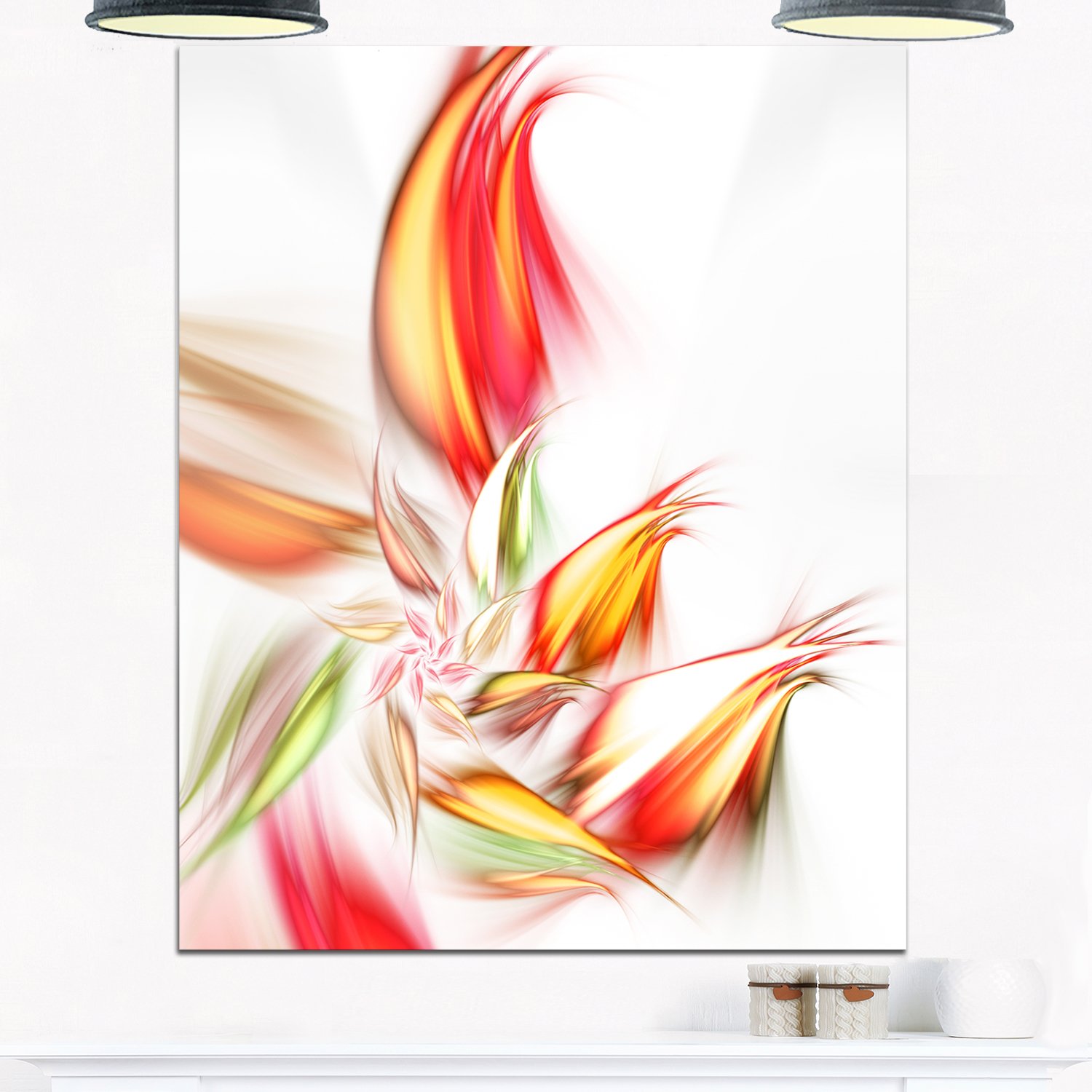 Amazon.com: Designart Orange Pink Fractal Shapes Large Floral