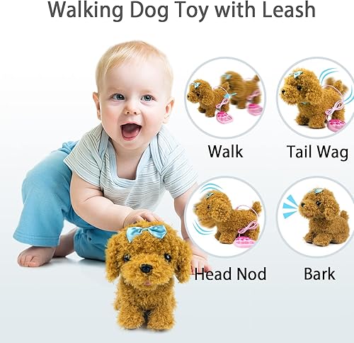 Miniatura 3 de YH YUHUNG Juguetes para caminar para niños con correa de control remoto mascotas electrónicas de felpa para cachorros interactivos que caminan