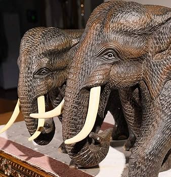 Amazon.co.jp: 象の彫刻象、動物モデル木彫り象の装飾ヴィンテージタイ