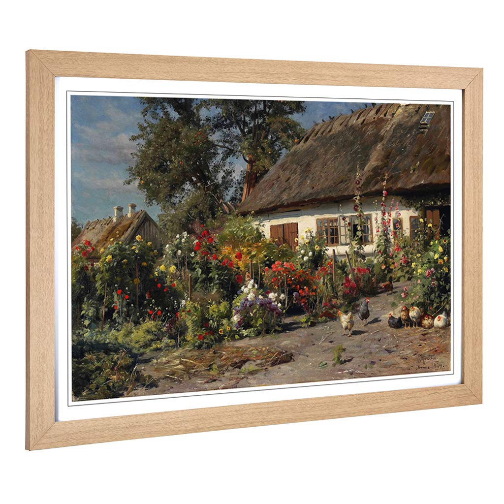 Big Box Art Framed Print of Peder Mork Monstead A Cottage Garden Design | Wall Art Picture | Home Decor for Kitchen, Living Room, Bedroom, Hallway, Oak, A2 / 24.5x18 Inch / 62x45cm
