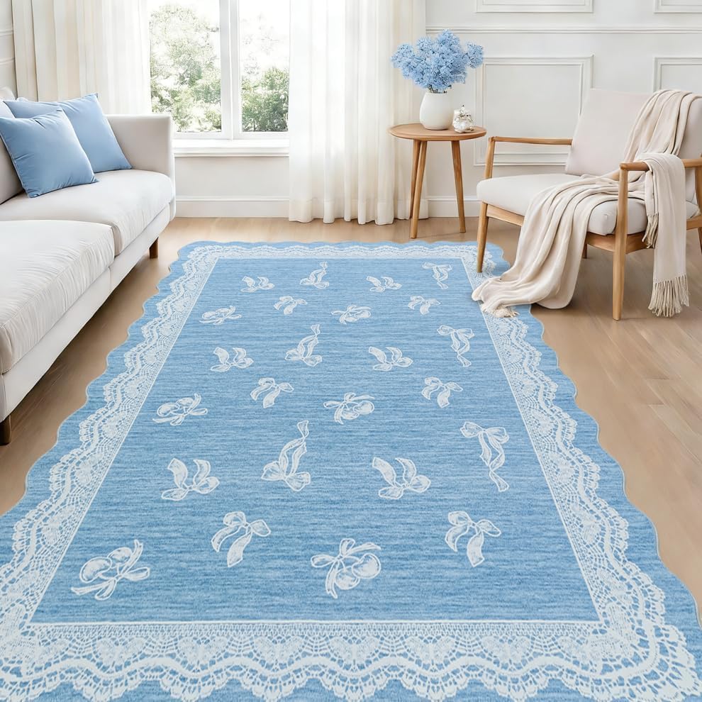 Tapete decorativo Ortigia 5x7 azul antideslizante lavable miniatura 1