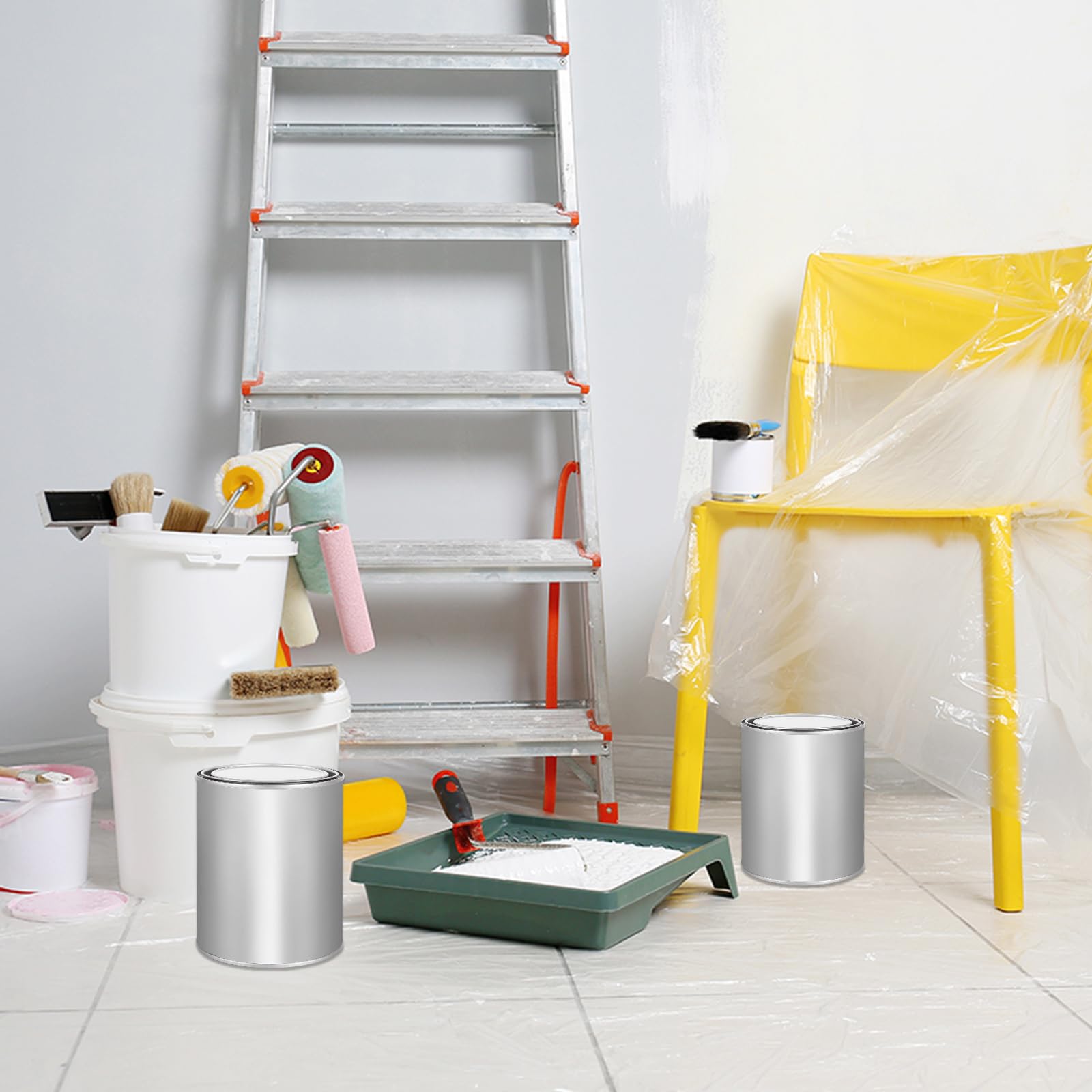 Lot de 6 boîtes de peinture vides de 1 L avec couvercles, multi-usages pour loisirs créatifs, projets de bricolage, organisation de garage