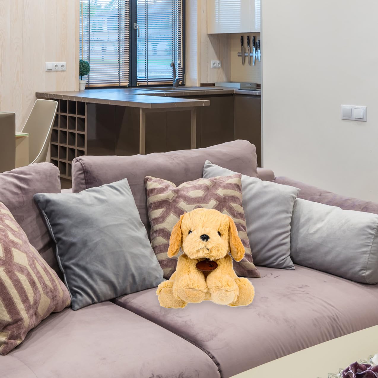 Muñeco de Perro Adorable de Peluche Ligero y Fácil de Guardar Forma de Cachorro Sentado, Relleno de Algodón PP Adecuado para Decoración Decorativa