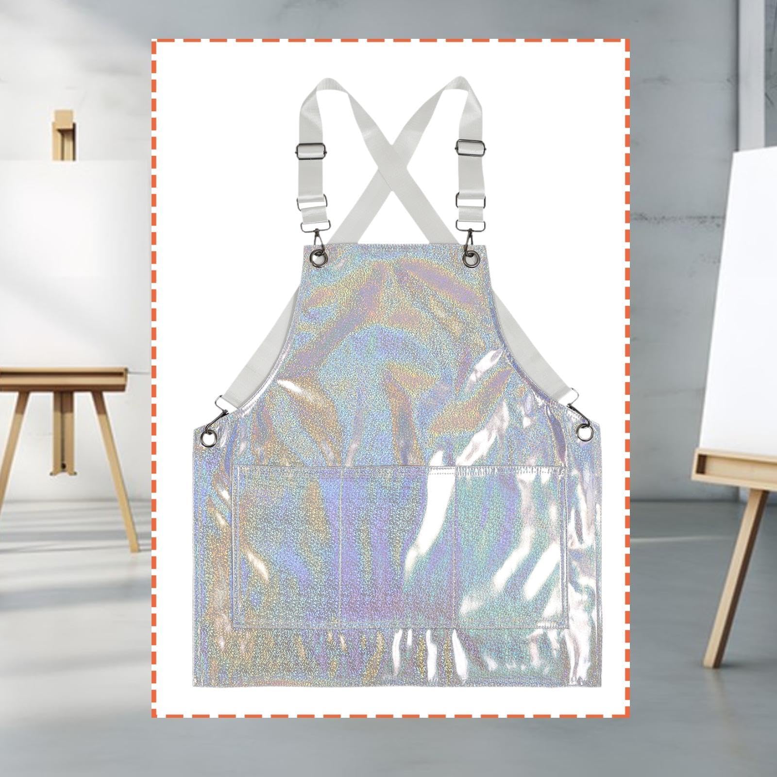 Gralara Delantal de Chef Delantal de Trabajo con Bolsillos Delantal con Peto Delantal de Cocina de Material PU con Correas Anchas Y Ajuste Cómodo Adecuado Par