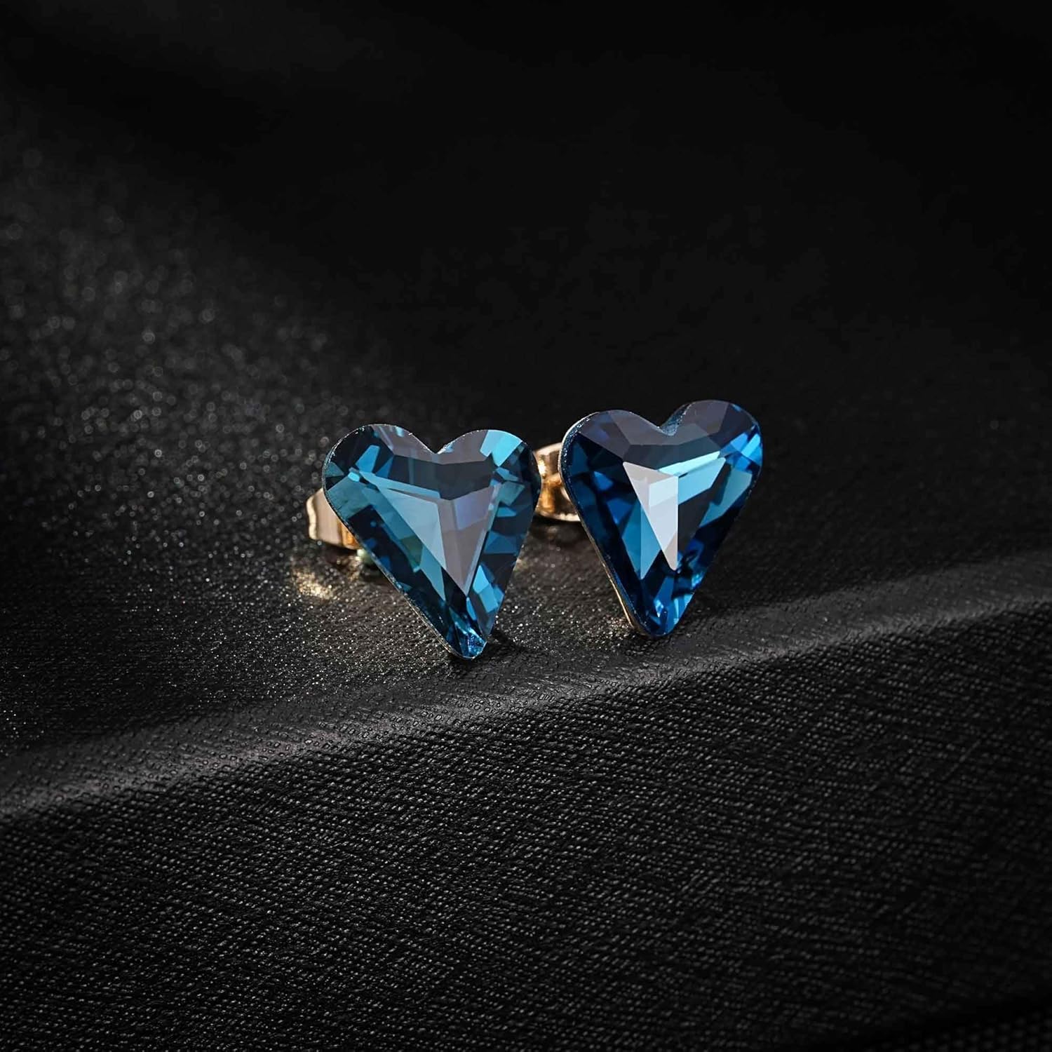 Fashion Austrian Crystal Heart Stud Earrings for Women 14K Gold Plated Hypoallergenic Formal Jewelry Gift - Image 4