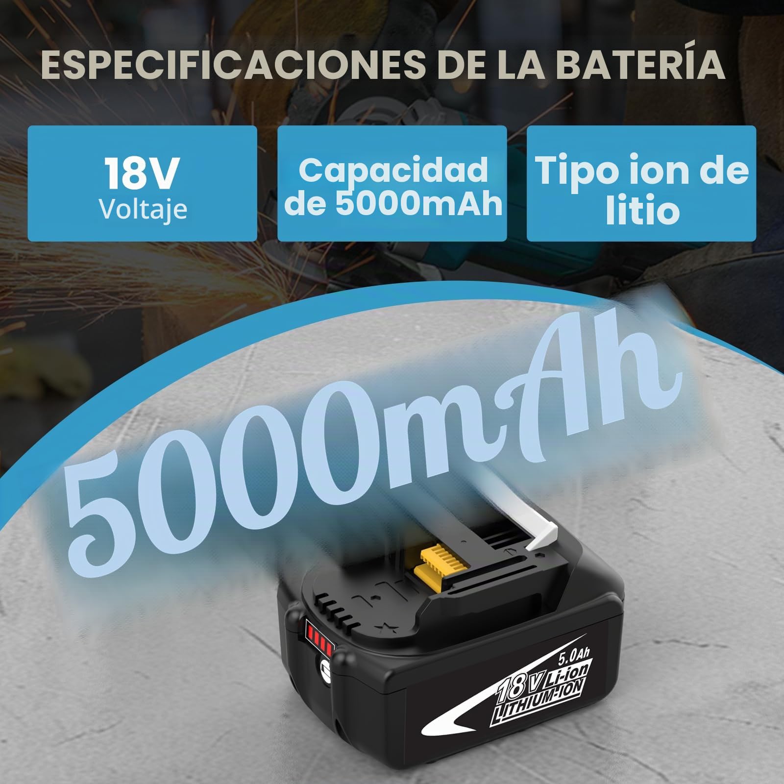 2X BL1850B Repuesto para Makita Batería 18V 5.0Ah + Cargador DC18RF Compatible BL1860B BL1850 BL1860 BL1845 BL1840 LXT-400 con indicador LED