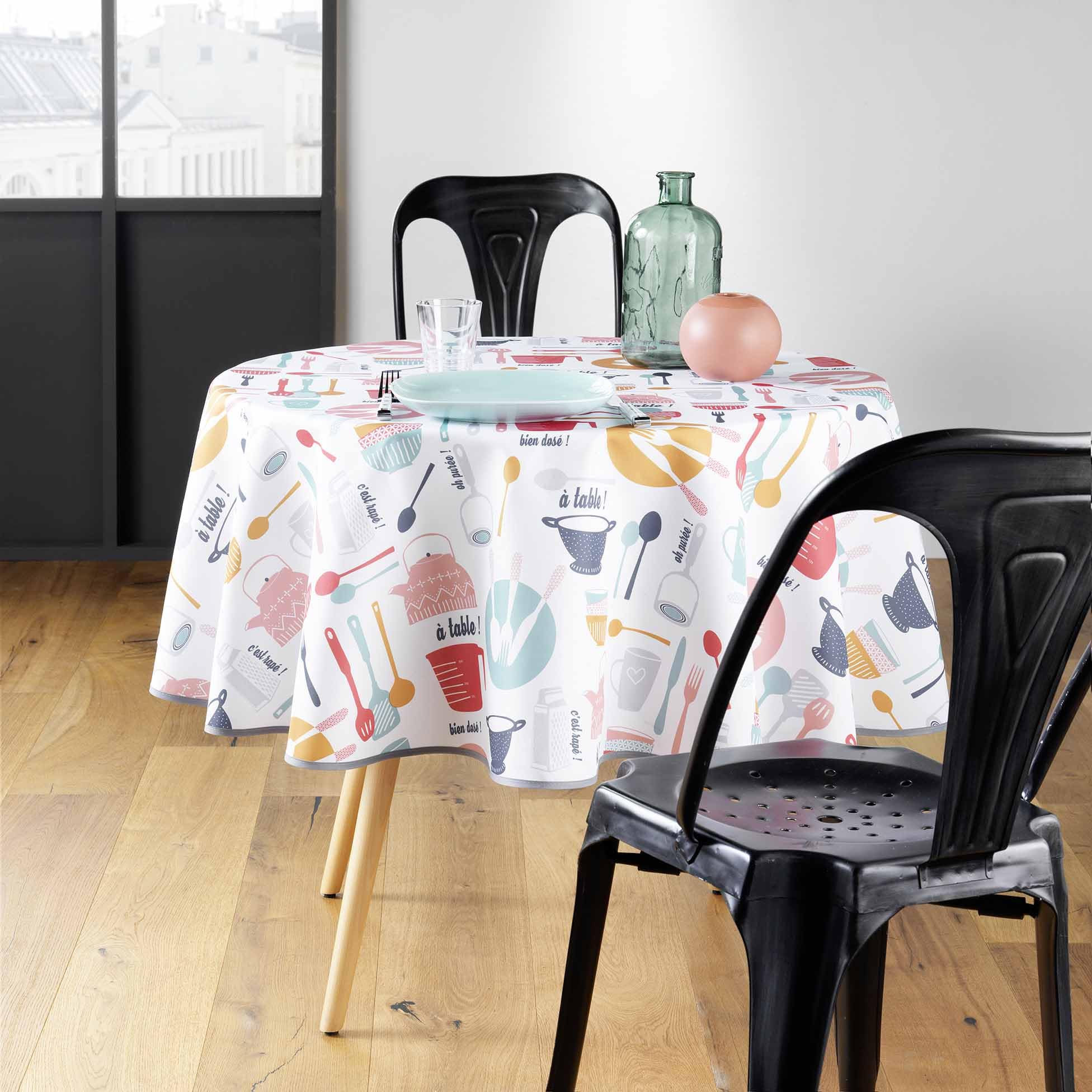 Douceur d'Intérieur Kitchen Tovaglia Rotonda, Diametro 160 cm, Multicolore, PVC Stampato
