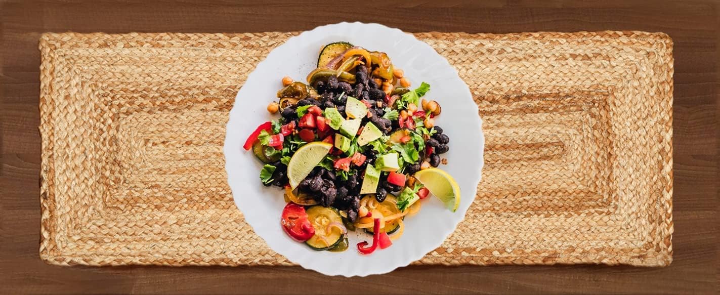 Reversible Jute Braided Table Runner, Farmhouse Jute Burlap Table Runner, Natural