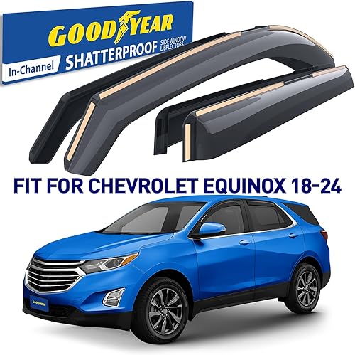 Miniatura 2 de Goodyear Deflectores de ventana de canal inastillables para Chevrolet (Chevy) Equinox 2018-2024, protectores de lluvia, viseras de ventana para Para