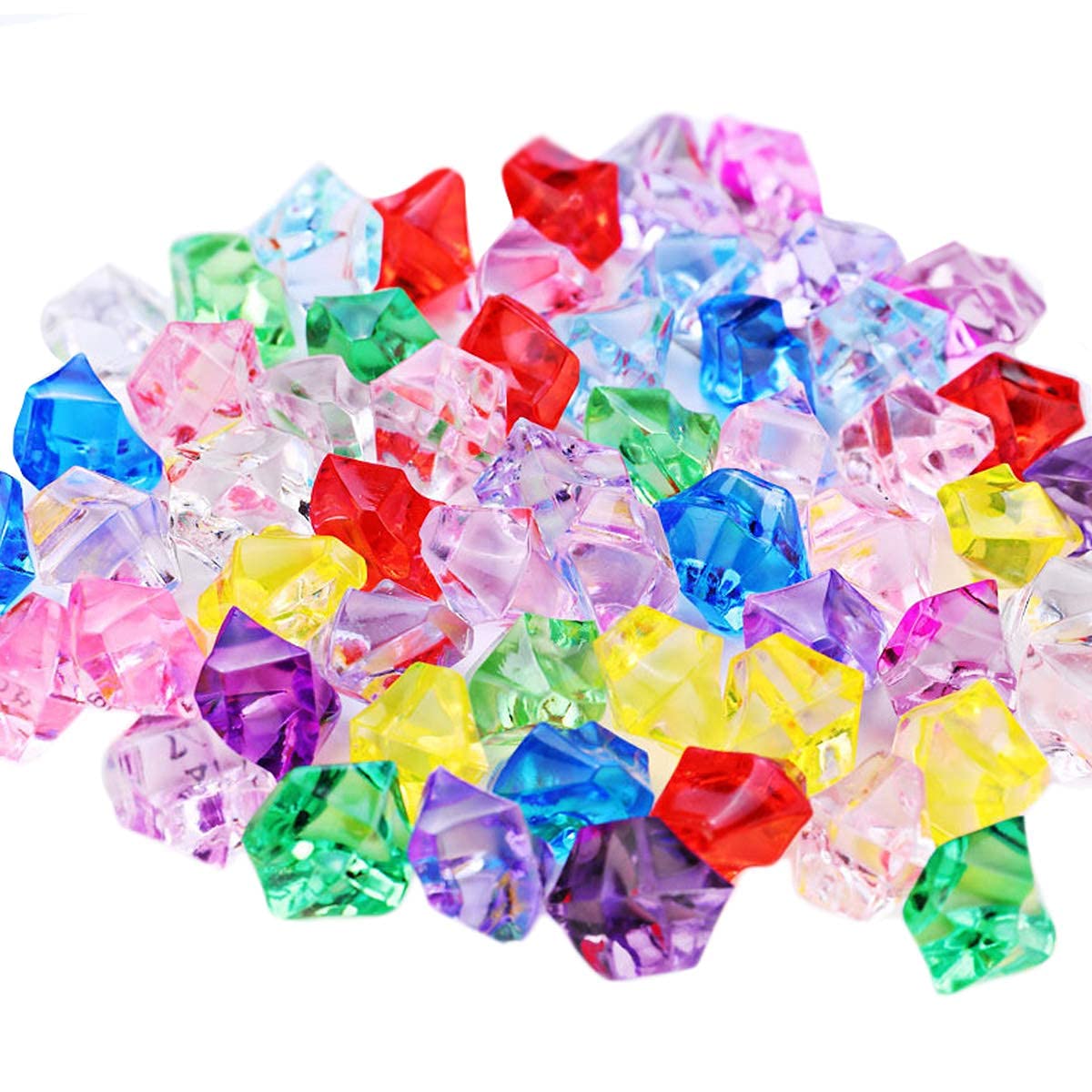 Trader Pack of 100 Gram Multicolor Acrylic Diamonds Faux Crystals for Home Decor Stones Decorative Stones for Aquarium Fish Tank Landscaping Vase Fillers (Multicolor), All Life Stages, Pellet