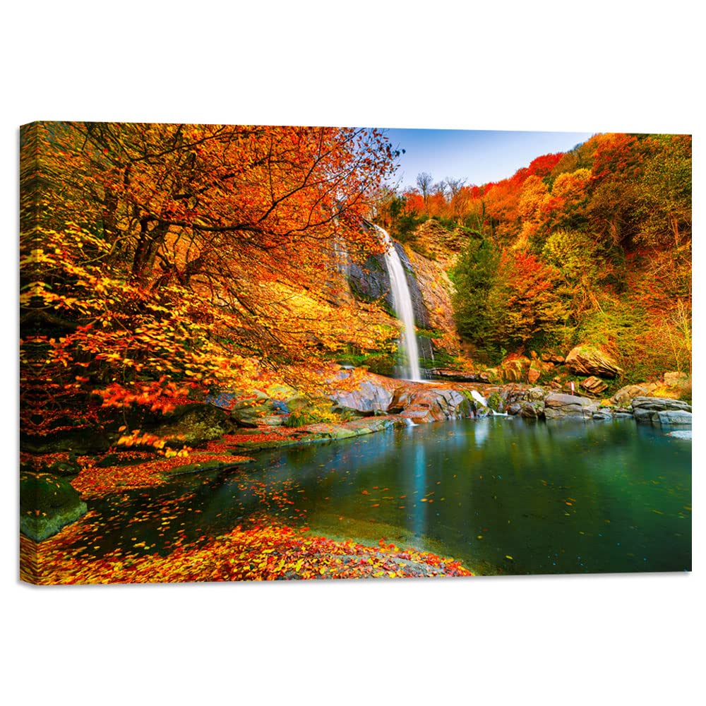 Amazon.co.jp: 滝 絵画 紅葉 自然 風景 ポスター 秋色 川 山 日光 風景 
