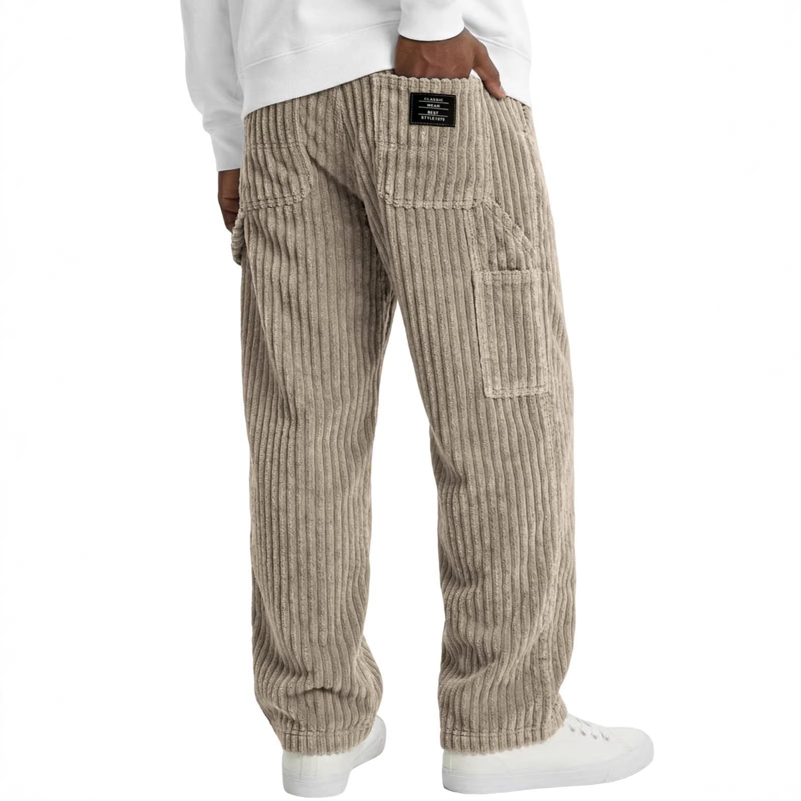 Corduroy Hosen Herren Cordhose Herren Stretch Baggy Stilvolle Freizeithose Mit Taschen Lässige Laufhose Elastische Taille Atmungsaktiv Sporthose Sweatpants Mit Tunnelzug Leicht Cord Stoffhose