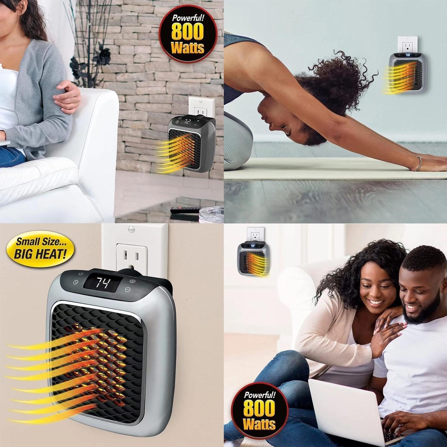 Ozzie Heater, Chauffage Électrique Mural 800W, Appareil de Chauffage enfichable, Appareil de Chauffage en céramique avec télécommande, Mini-chauffage pour prise murale,Mural Home Bedroom Office
