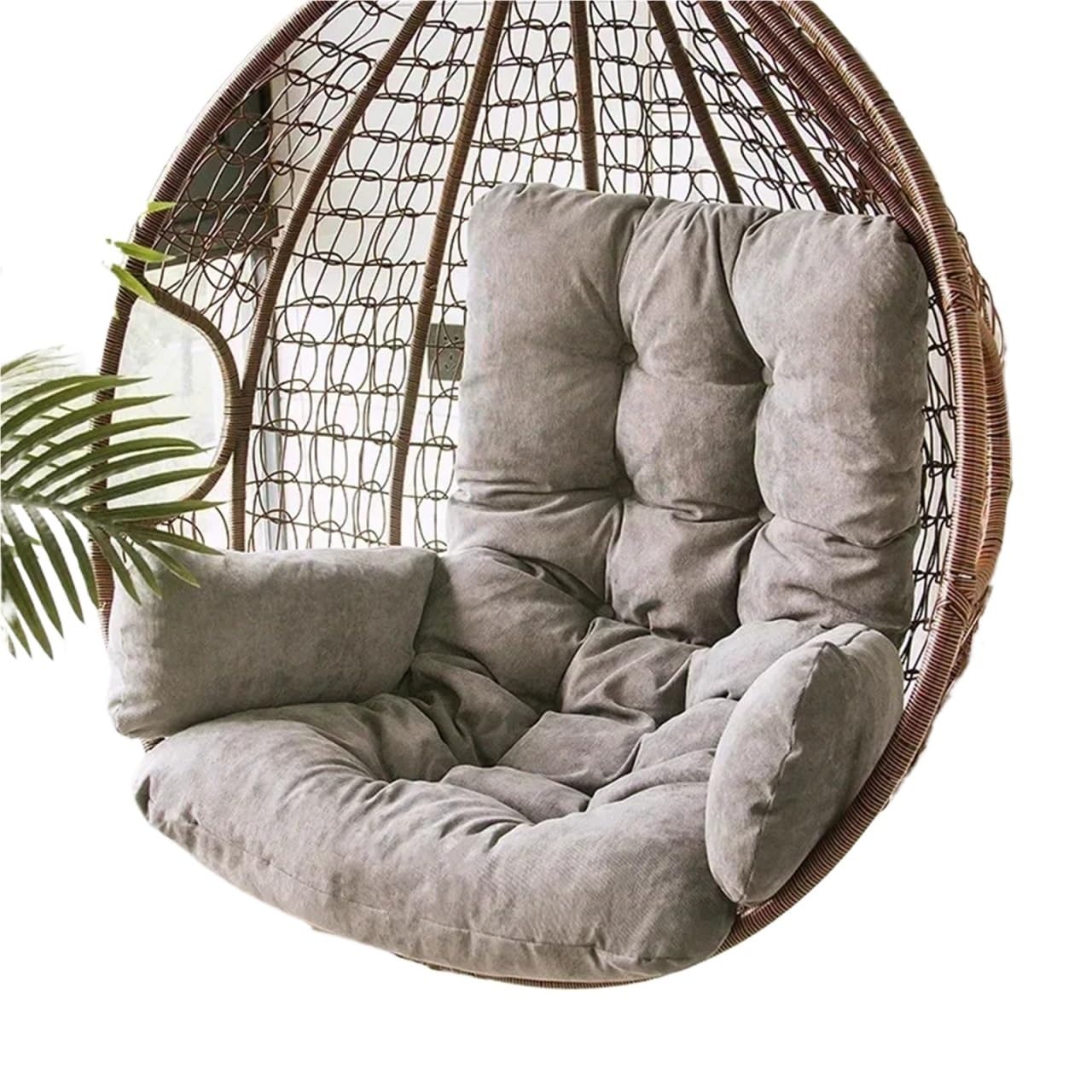 MFWHEFJ Egg Chair Cushion 1PC Thicked Hammock Chair Cushions Soft Pad Cushion with Headrest for Home Garden Indoor Outdoor No Hanging Chair (No Swing)(Grey)