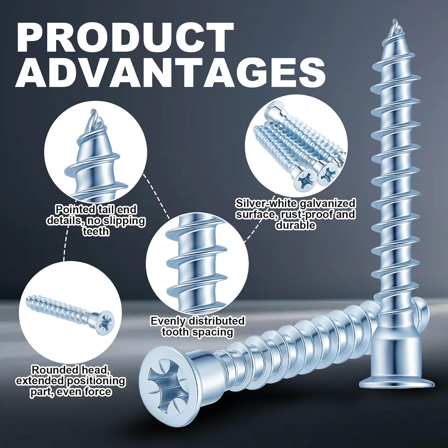 Blulu 400 Pcs 7 mm x 50 mm Confirmat Screws, Flat Head, Pointed Tail, Zinc Plated, M7 Confirmat Connecting Wood Screw