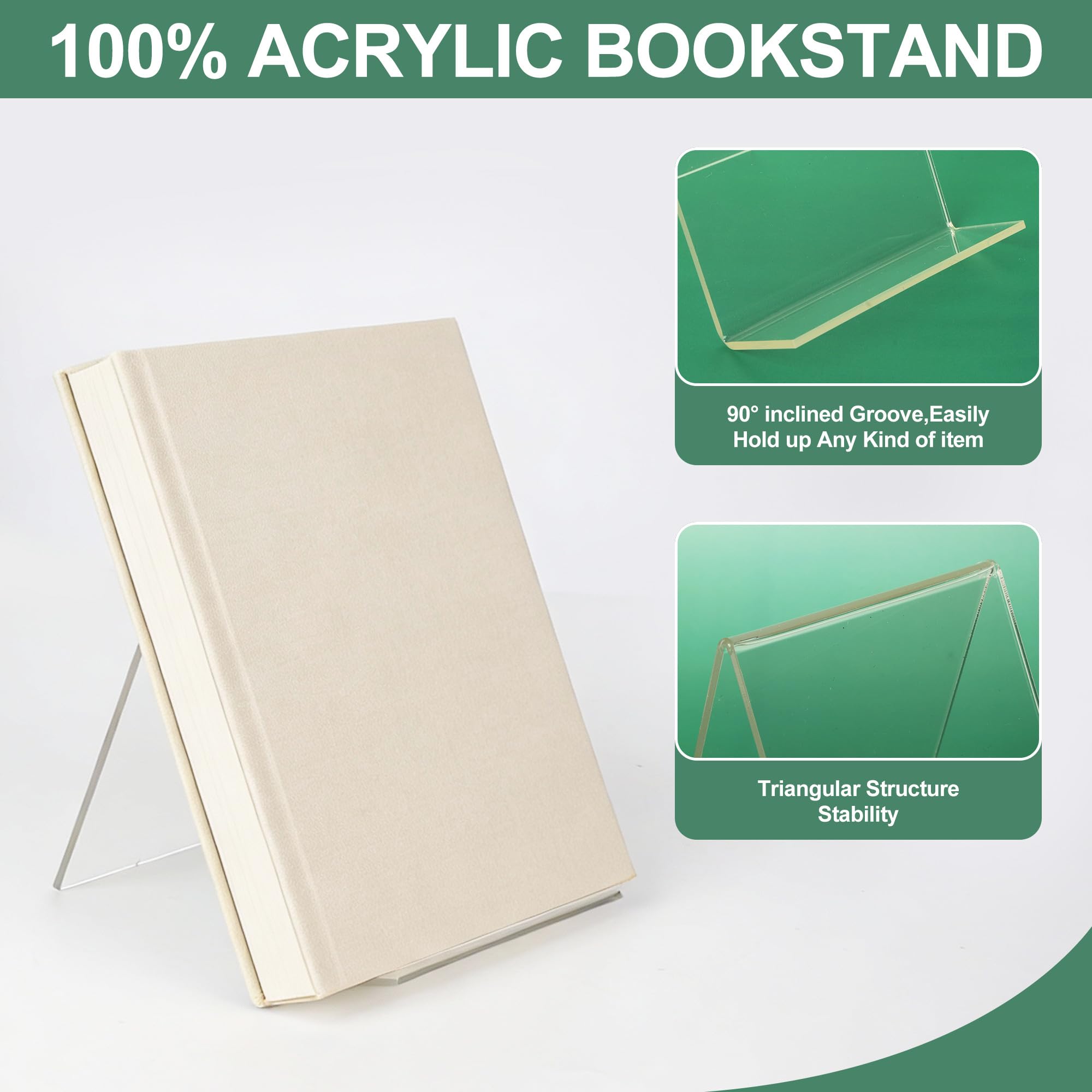 14 Pcs Sujetalibros de Acrílico Transparente 3mm, 10 x 11.5 x 13 cm, Sujeta Libros Estantería Antideslizante, Sujetalibros Estantería, Soporte Libros Organizador para Oficina Escuela Biblioteca Hogar