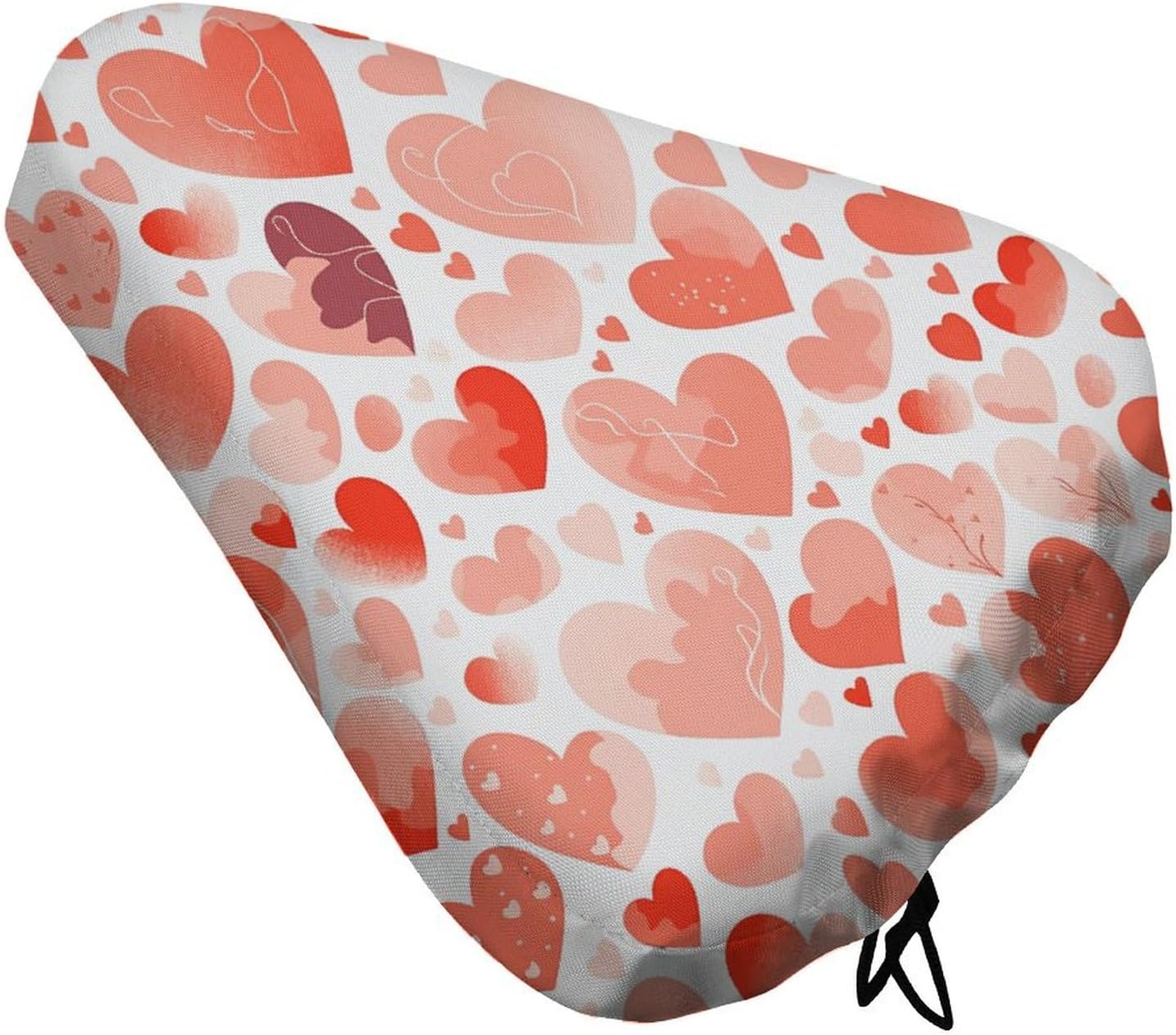 Hand Drawn Heart Bike Seat Cover Water-Repellent Exercise Bike Seat Cushion Bicycle Saddle Cover with Drawstring Rain Snow Dust Covers for City Mountain Road Biking