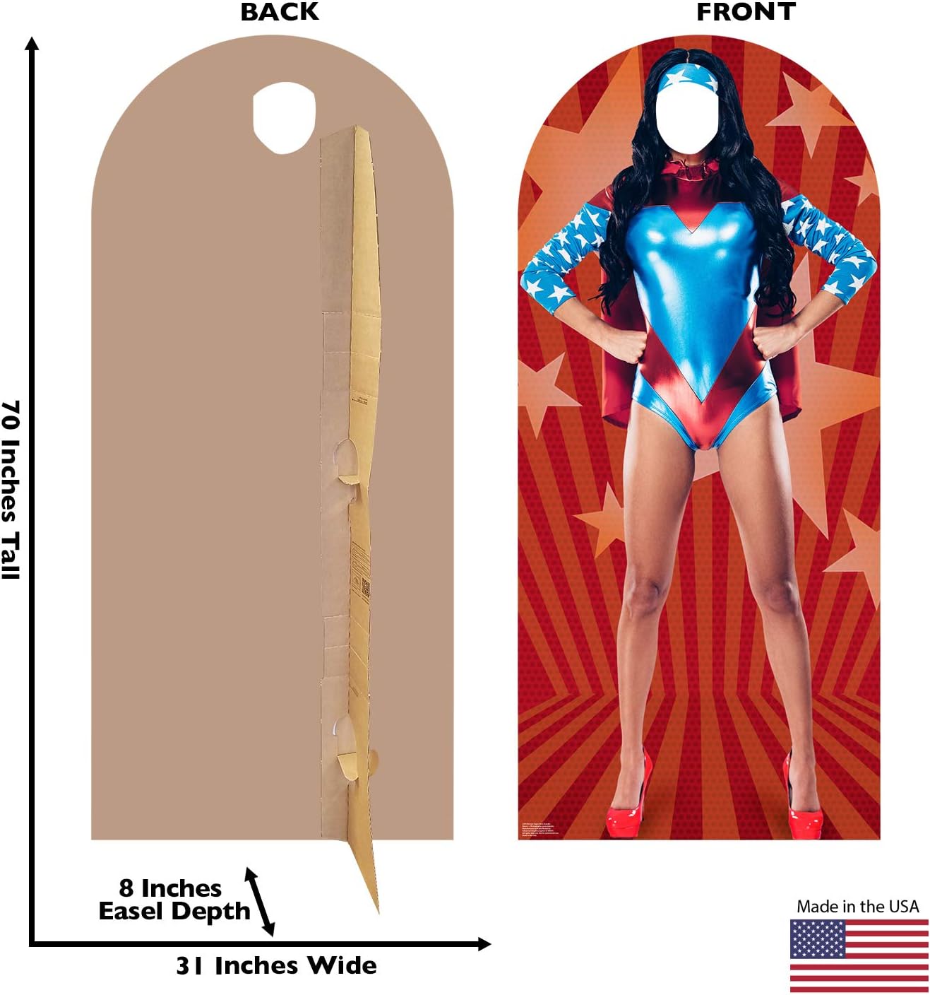 Cardboard People Woman Super Hero Stand-in Life Size Cardboard Cutout Standup