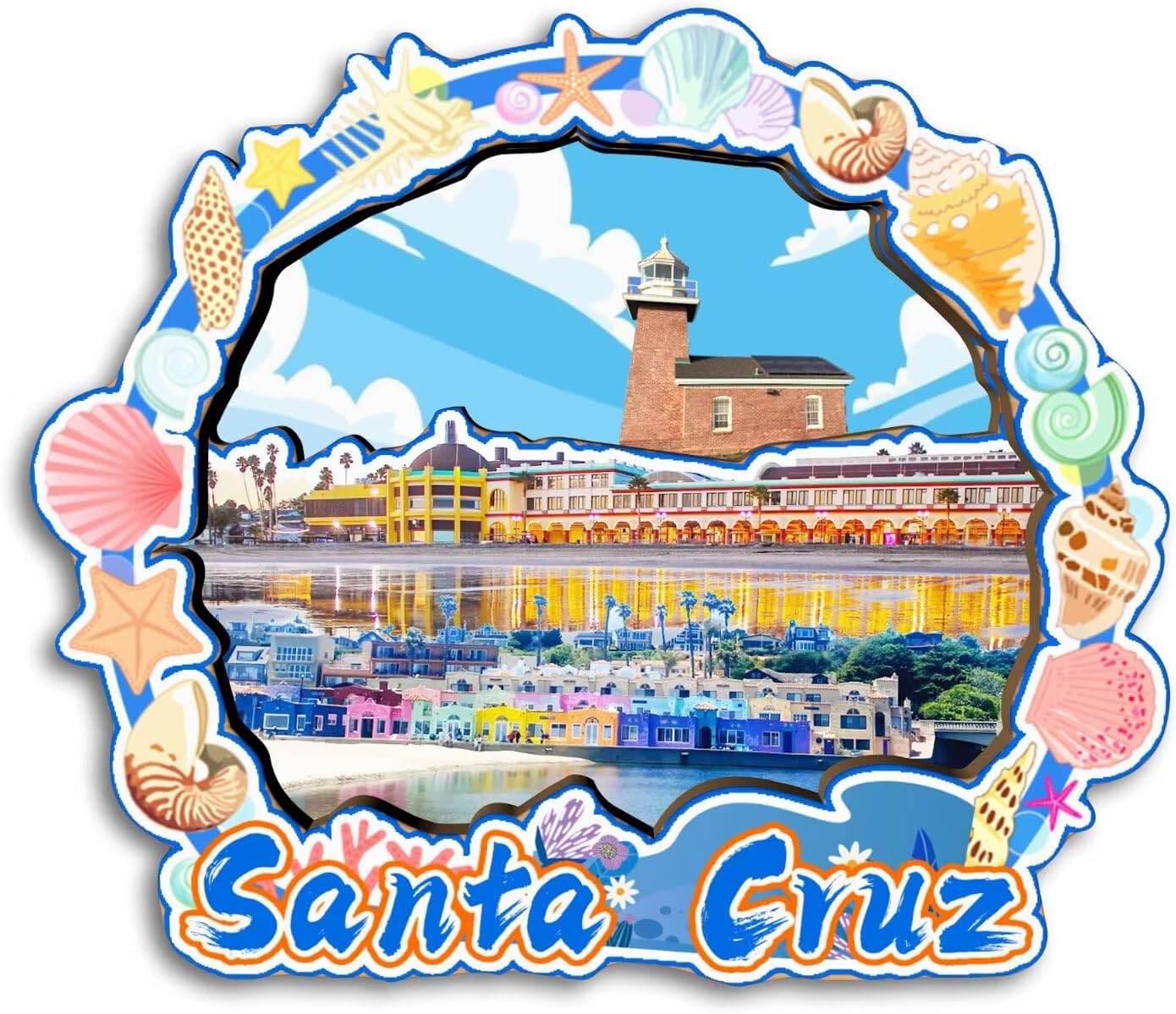 Refrigerator Magnet Santa Cruz California America Fridge Magnet City Travel Souvenirs Tourist Gifts 3D Classic Landmarks Handmade Crafts Home Decoration -4023