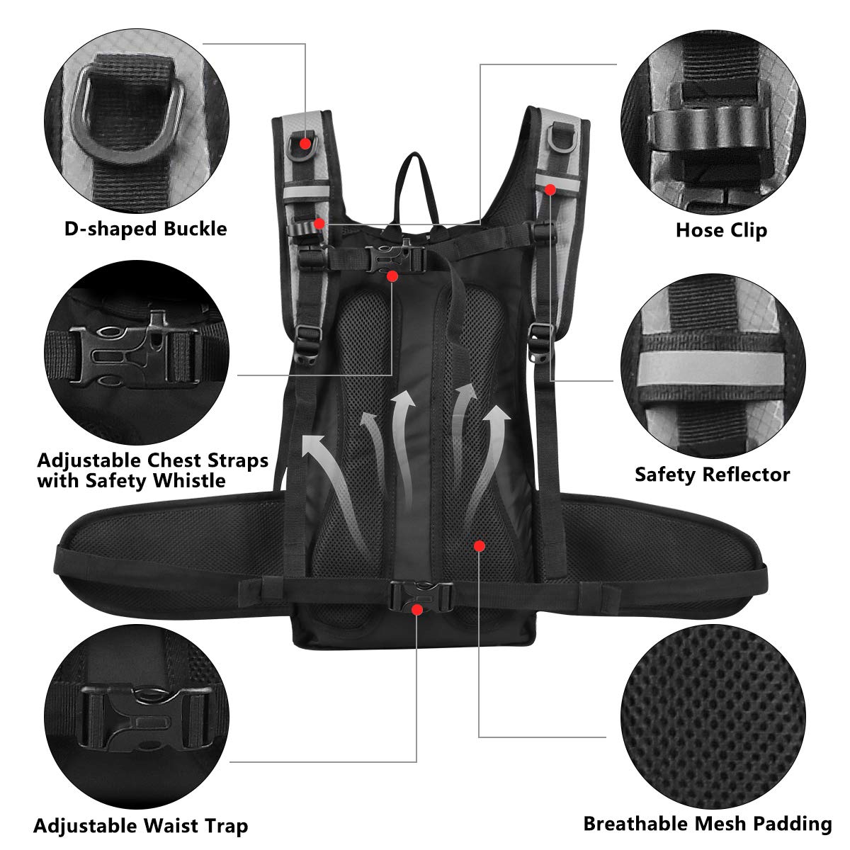 15L Mochila de Hidratación con 3L Bolsa, Mochila Almacenamiento Compartimiento para Running Trail Ciclismo Bicicleta Senderismo, Mochila Hidratación para hombresy Mujeres