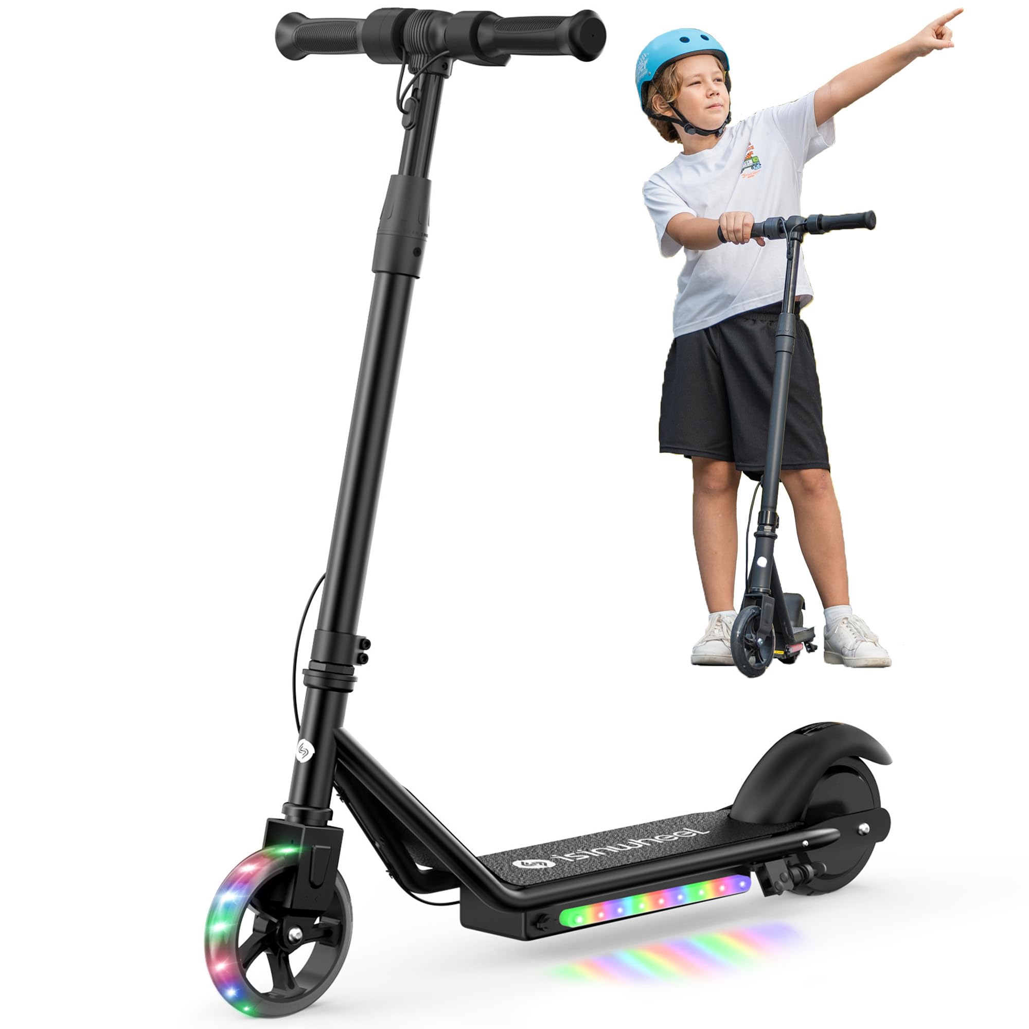 isinwheel Electric Scooter for Kids Ages 6-12 150W Motor 2 Speeds 3 Adjustable Heights Kid Electric Scooter with