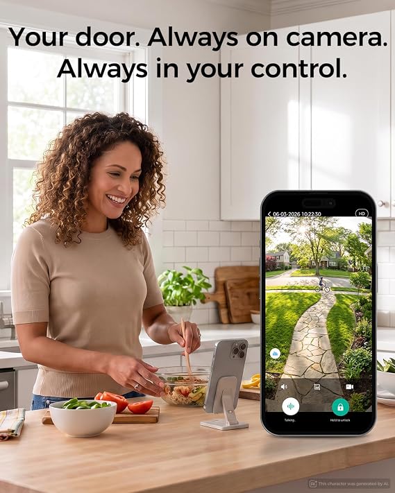 WiFi Video Smart Lock with Handle, 5-in-1 Keyless Deadbolt for Front Door