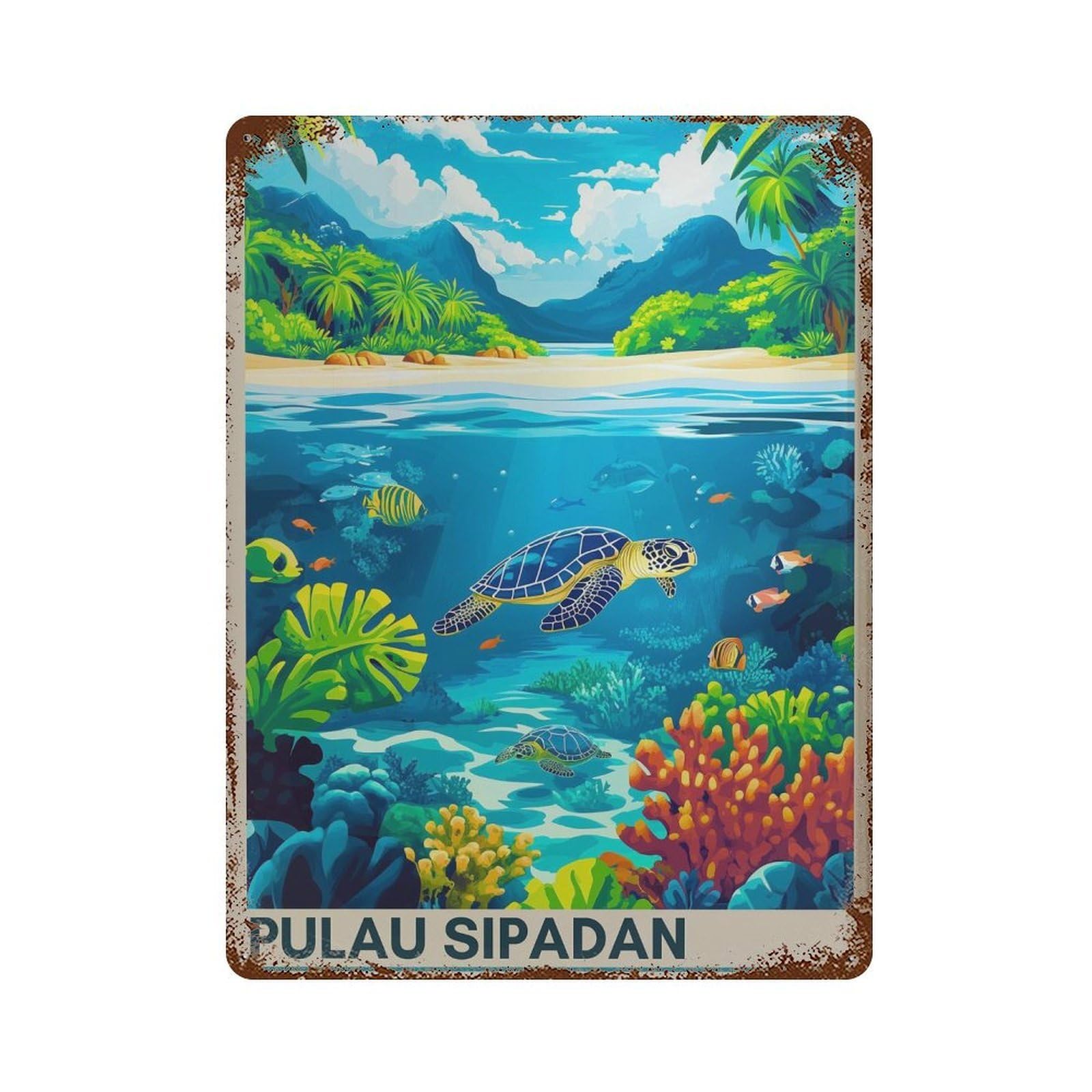 xiaoxiaoshen Sipadan Travel Malaysia Island Wall Decor Art Metal Tin Poster Modern Home Decor Art Home Bar Shop Decorations Vintage Sign 40x30cm