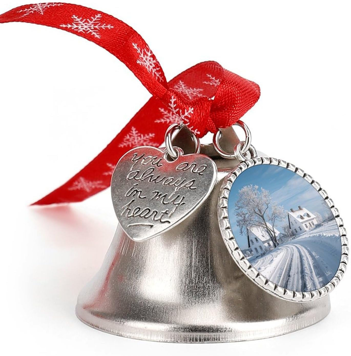 Christmas Bells Old Farm Pictures Printed Lucky Bells Christmas Decor Jingling Bell Ornaments for Christmas Tree Love Bell