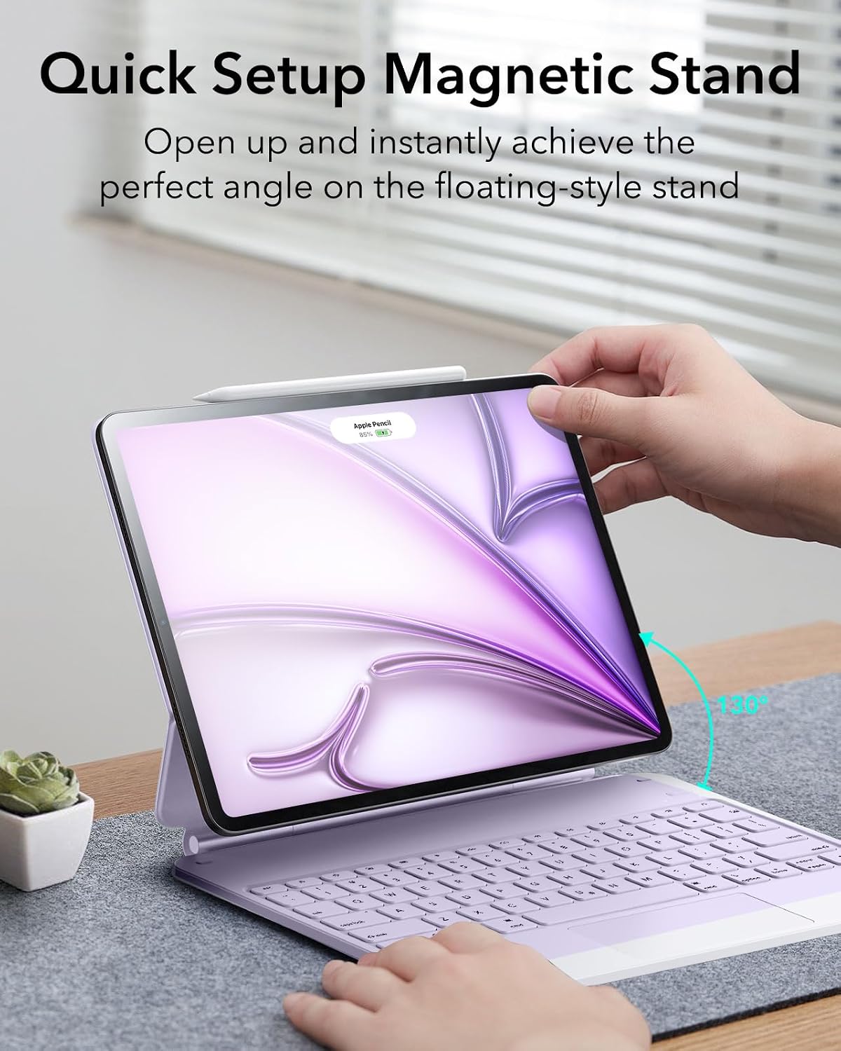 ESR for iPad Air 13 Inch Case Keyboard M4/M3/M2 (2026/2025/2024) & iPad Pro 12.9 inch (6th/5th/5th/3rd) Magic Keyboard, Easy-Set Floating Cantilever Stand, Precision Multi-Touch Trackpad, Purple