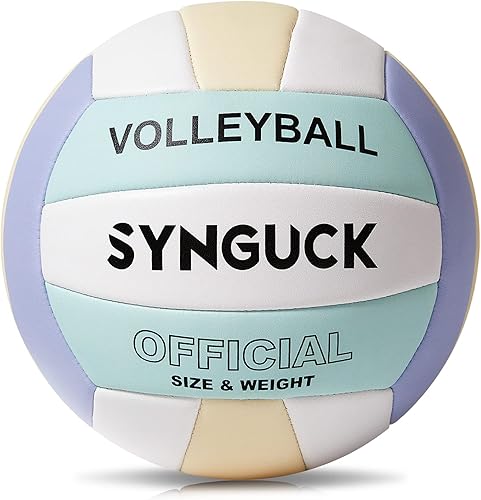 SYNGUCK Balón de voleibol de tamaño 5, pelota de voleibol suave oficial para interiores y exteriores, juego de entrenamiento deportivo para jóvenes,