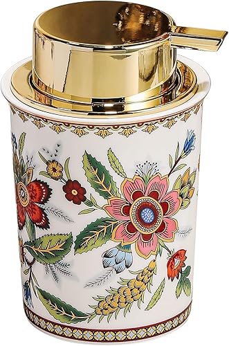 ACMLIFE Dispensador de jabón de manos espumoso, dispensador de jabón de cerámica con bomba, dispensador de jabón de rosa vintage para baño, 8.8 onzas