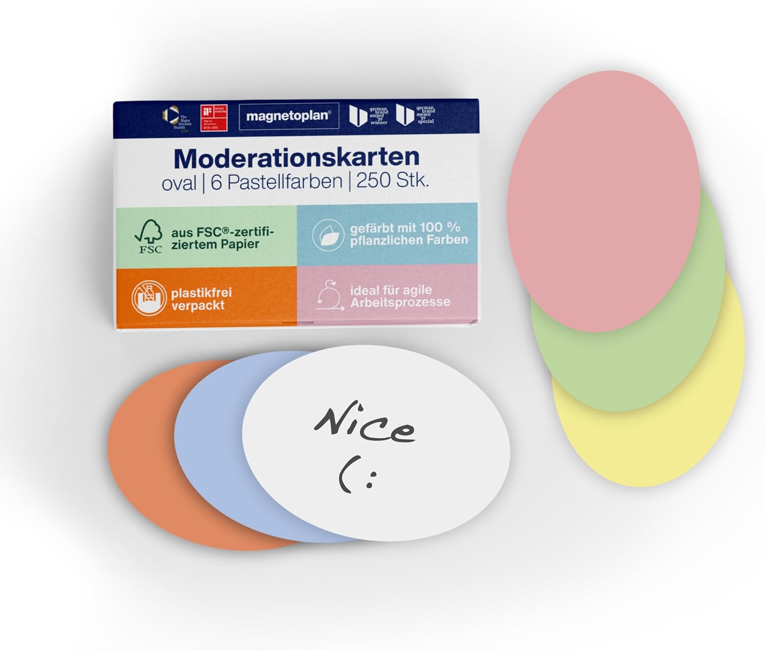 Magnetoplan 112501910 Presentation Cards Oval Assorted Colours