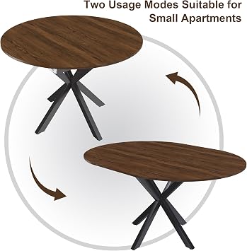 SSLine Extendable Dining Table,42 to 59.06 Modern Extending Kitchen Table with Oval Tabletop,Extension Meeting Table Leisure Desk for Dining, Living Room,Apartment (Walnut)