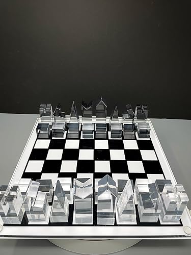 Miniatura 8 de Juego de ajedrez acrílico de lujo, diseño sofisticado y elegante, varios colores disponibles (transparentegris-humo)
