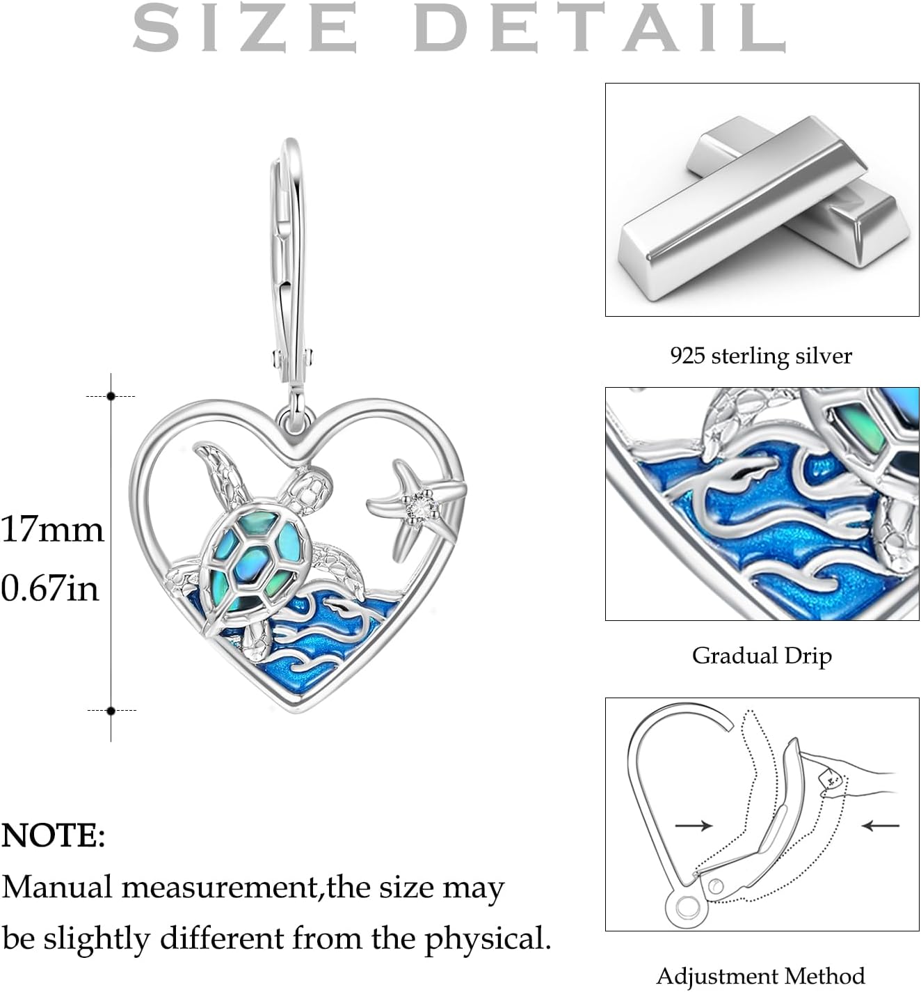 Seahorse Turtle Earrings S925 Sterling Silver Ocean Seahorse Sea Turtle Drop Dangle Earrings Beach Jewelry for Women, Best Friend, Daughter, Birthday, Christmas Gifts - Image 6