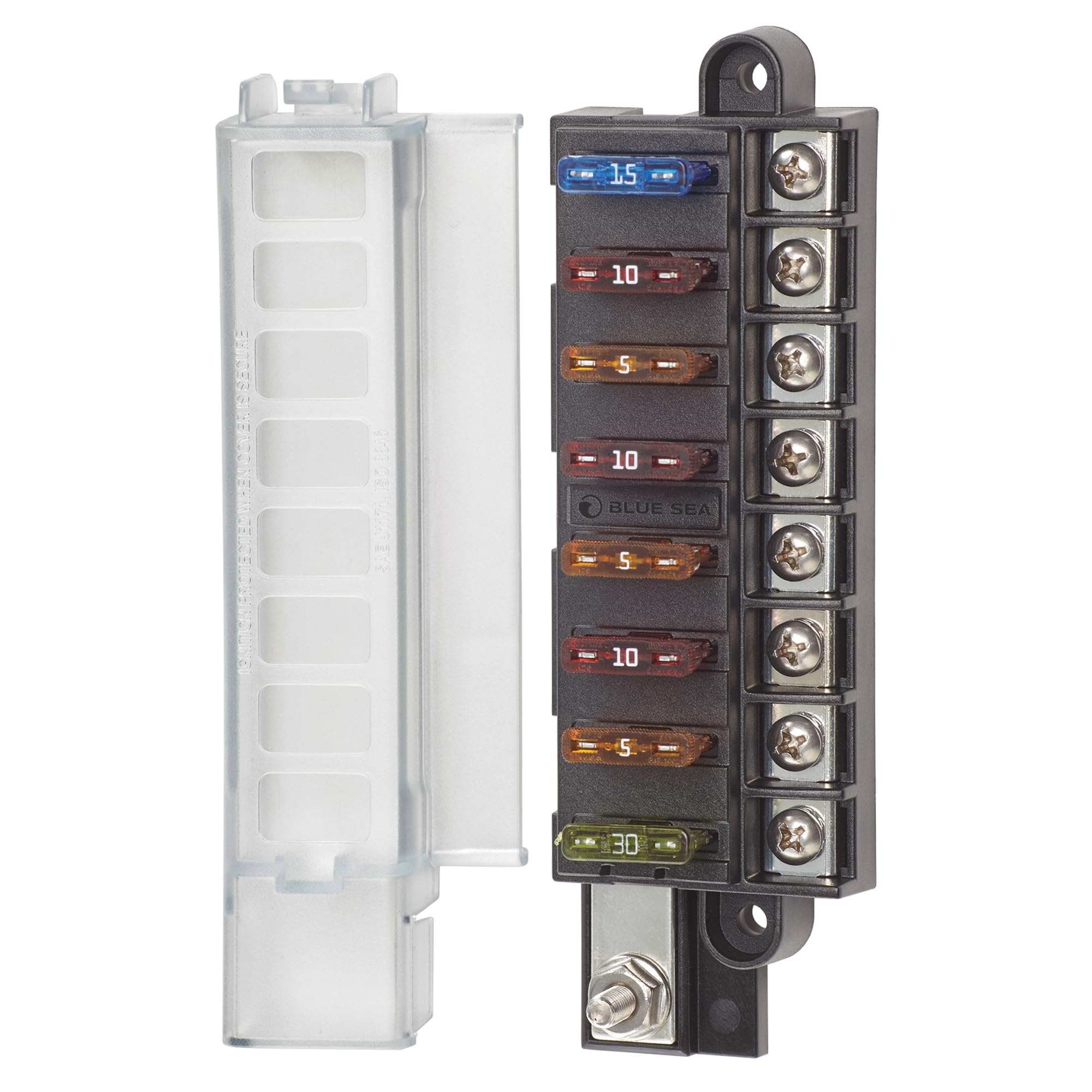 Blue Sea Systems 5046 ST Blade Fuse Block Compact 8 Circuit with Cover