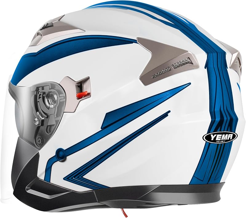 YEMA YM-627 Vintage Nyitott Bukósisak Motorkerékpárhoz és Robogóhoz - Dupla Napellenzős, ECE Tanúsított, Fekete-Zöld, Unisex