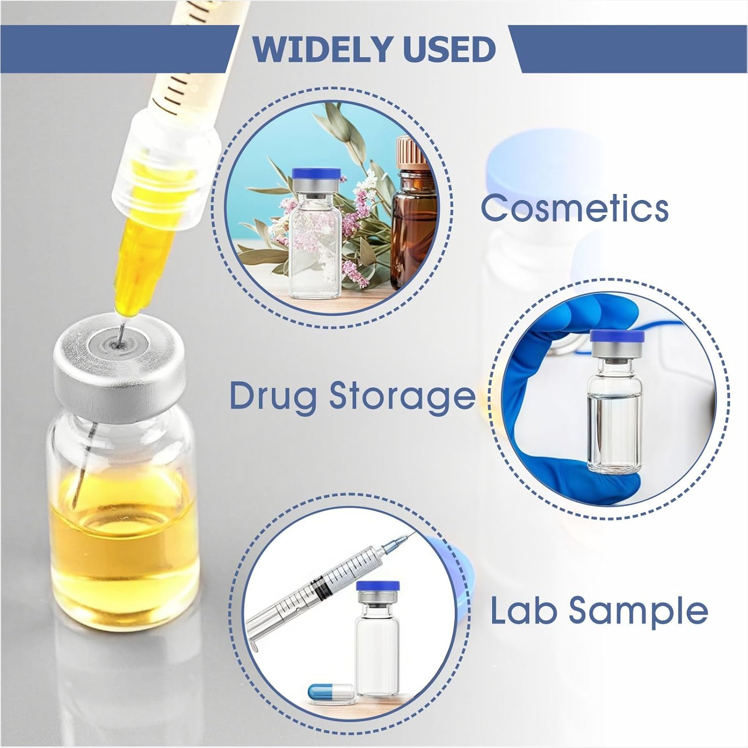 400 Pack 3mL Sealed Sterile Empty Vials with Plastic Aluminum Flip - Transparent Glass Sample Storage Vials for Lab Biology Drug Cosmetics (Not Include Labels) (3mL 400PCS)