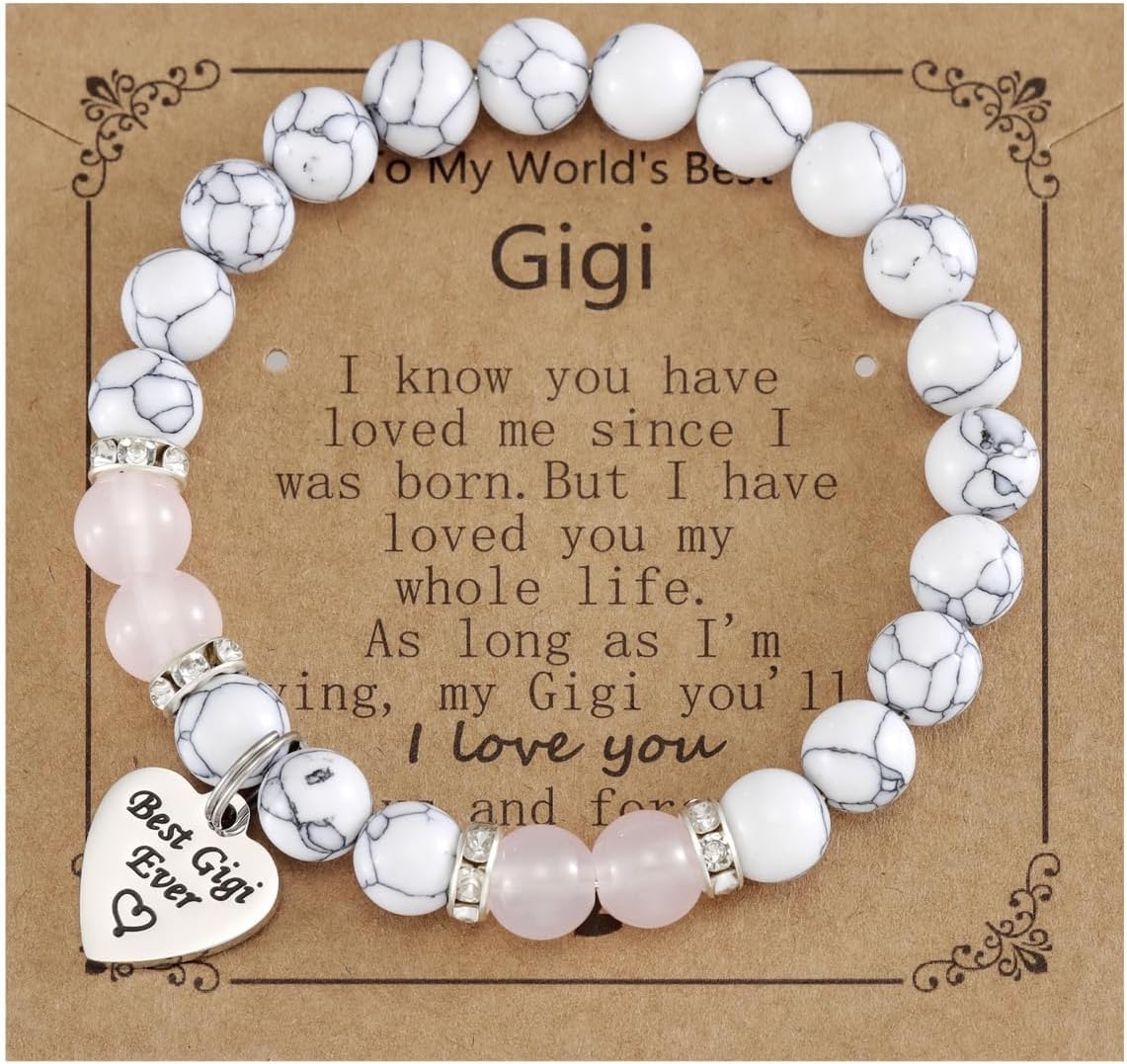 Kivosliviz Gigi Gifts for Mothers Day Jewelry Grandson Grandkids Women Present Gigi Beaded Bracelet