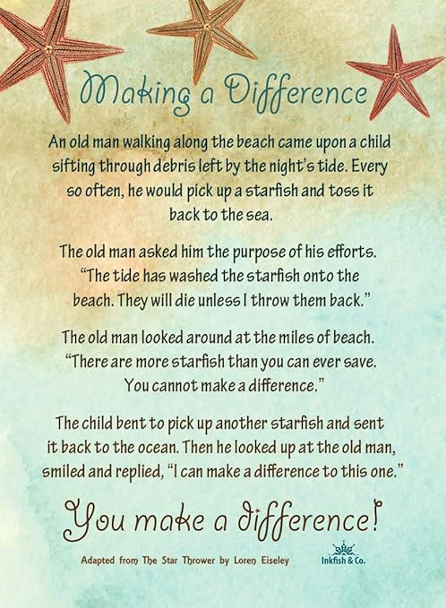 Starfish Poem Story 50 Laminated Cards For People Who Make A Difference 