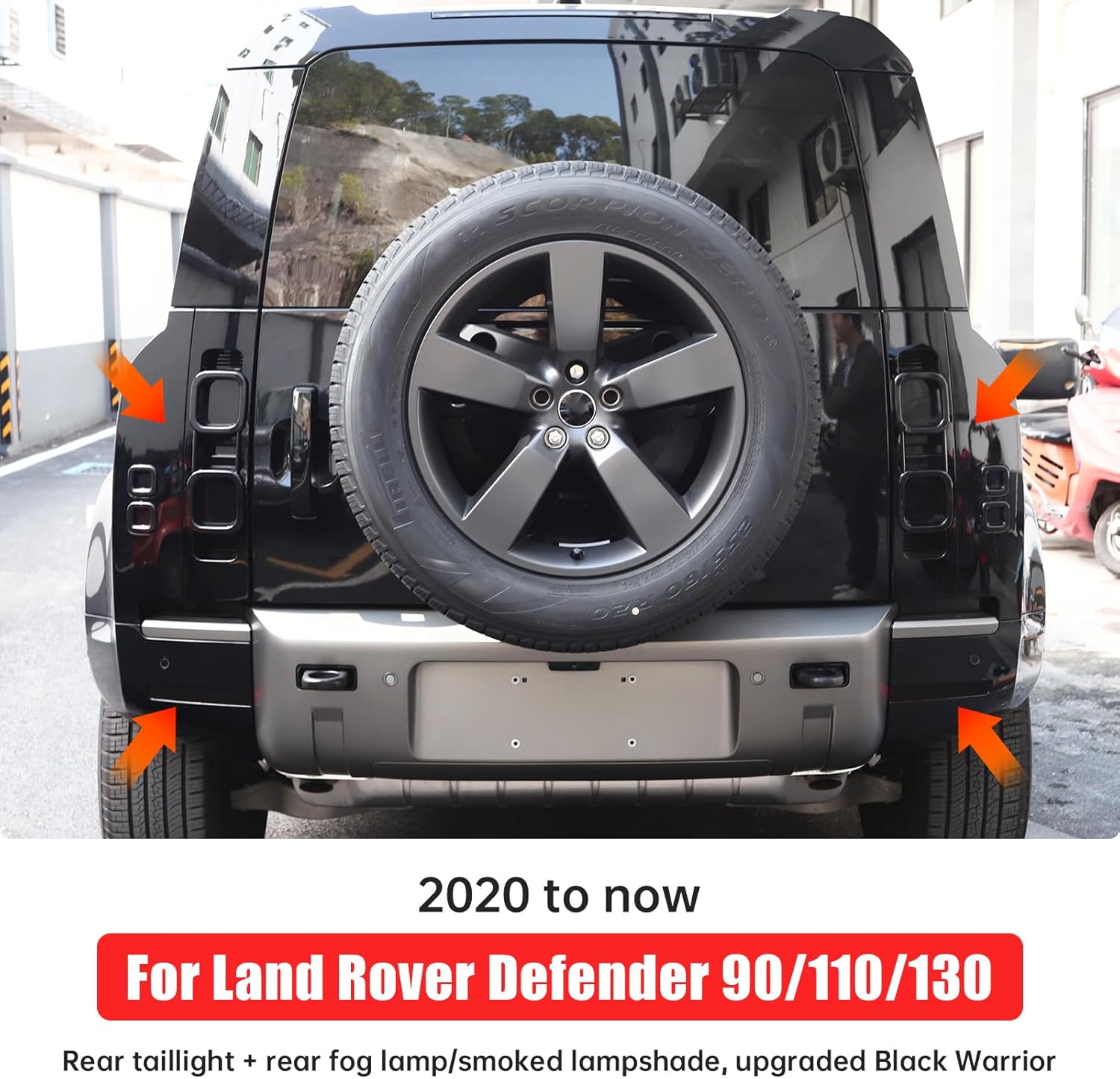 Smoked Tail Light Cover for 2020-2026 Land Rover Defender 90 110 130 Rear Tail Light Fog Light Housing Exterior Conversion Black Knight Accessories (Smoked Tail Light Cover + Fog Lamp 8-Piece Set)