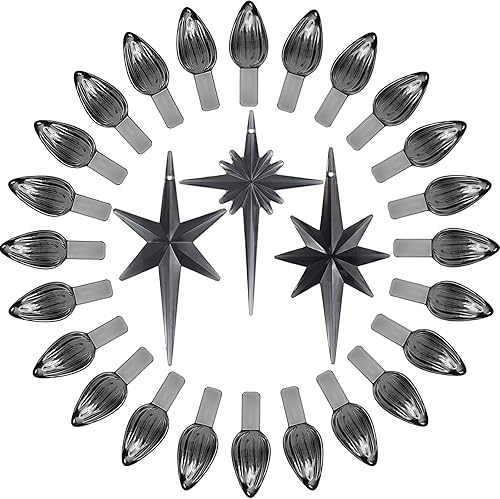 Miniatura 15 de Luces de repuesto de cerámica para árbol de Navidad, adornos de luz multicolor mediana para árbol de cerámica (117 bombillas + 5 estrellas superior)