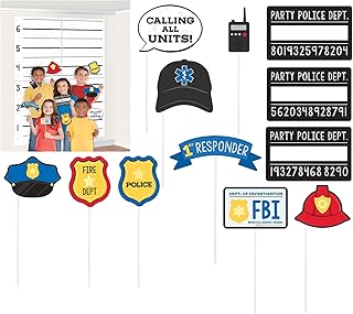 First Responders Photo Booth Props | Multicolor | Pack of 16
